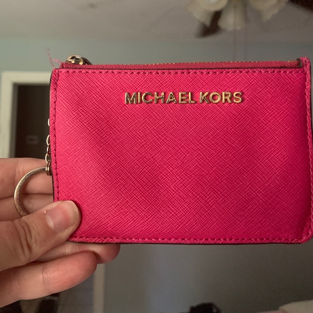 Hot Pink Michael Kors Leather Coin Purse